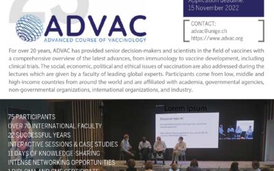 Call for Applications for the Advanced Course of Vaccinology (ADVAC) – 8-19, May, 2023
